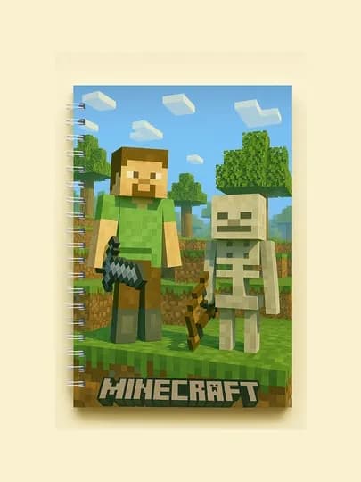 Блокнот Майнкрафт, Minecraft, А5, 40 страниц, на пружинке, тетрадь, геймерский, школьный. — ТОЧКА-ИАЙН-ЖЕЛТ-точка