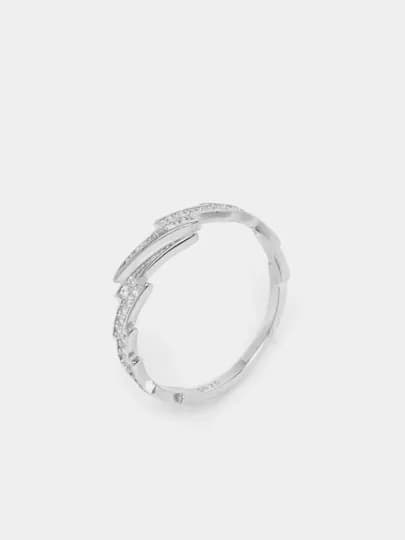 Женское серебряное кольцо SILVERME "Молния" S925, регулируемое