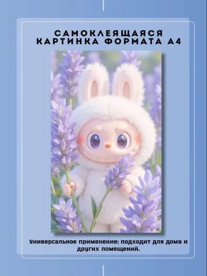 Постер-наклейка, формата A4 Лабубу