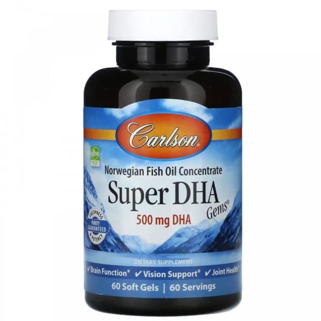 Carlson, Super DHA Gems, 500 mg DHA, 60 ta yumshoq kapsula