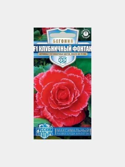 Семена Бегония, Клубничный фонтан F1, 4 штук, Гавриш, русский богатырь