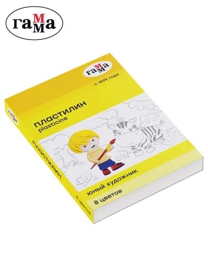 Пластилин Гамма "Юный художник", 8 цветов, 112 г, со стеком, картонная упаковка, 280043