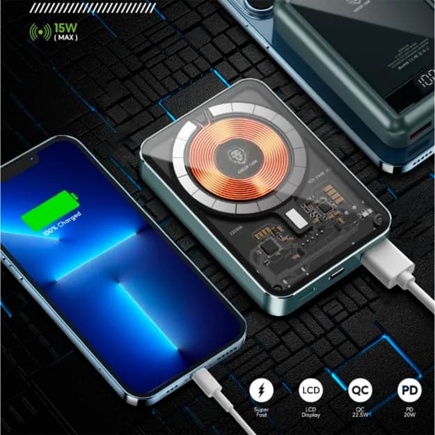 Внешние аккумулятор с беспроводной Green GNTPMGPBBK 10000mAh Magsafe 48697