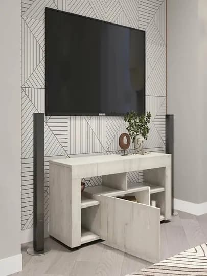 Тумба-подставка под телевизор LEETO, напольная, полностью собранная, 110*55*35 см — OILAMEB-LETTO1-МОЛОЧ