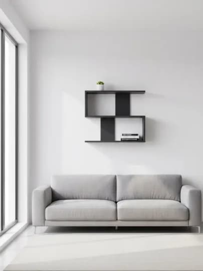 Настенная полка для офиса и дома, 100% собранная, из ЛДСП, 60 x 49 x 15 см — MEBEL5-55SPOLKA-ЧЕРН
