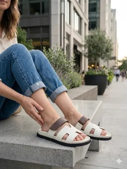 Шлепанцы Hermes женские летние, мягкие повседневные тапочки — NELLAUZ-HERMES01-КОРИЧН-40
