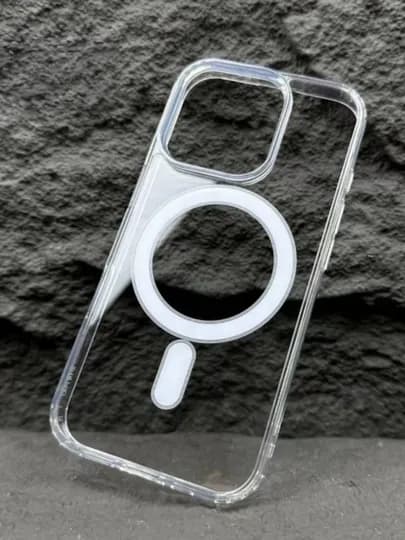 Чехол MagSafe на iPhone 7, 8, X, 11, 12, 13, 14, 15, 16, 17, Pro, Max, айфон mini, прозрачный, силикон — PROGREE-0000029-ПРОЗР-14PM029
