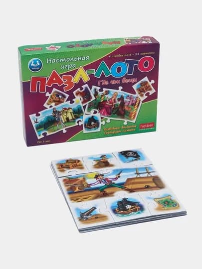 Пазл-Лото Hatber, игра настольная, 4 поля, 24 элемента