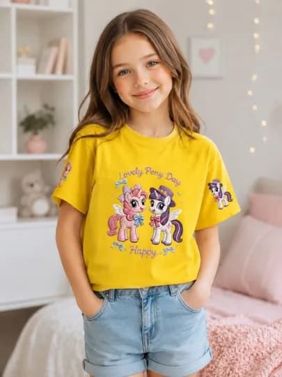 Детская футболка для девочки My Little Pony — стильная 100% хлопок футболка для детей — 2013-PONNY-ЖЕЛТ-134