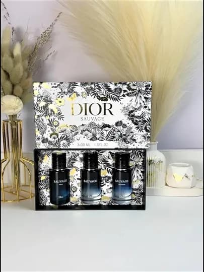Мужской парфюмированный набор Sauvage Dior, 3 * 30 мл — PARUZZ-SAUVAGE30-ХРОМ