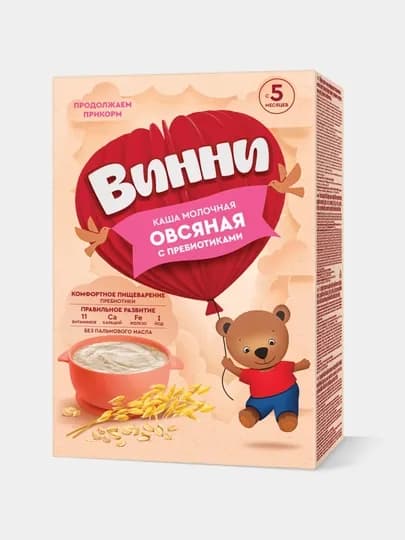 Каша молочная Винни овсяная, с пребиотиками, 200 гр