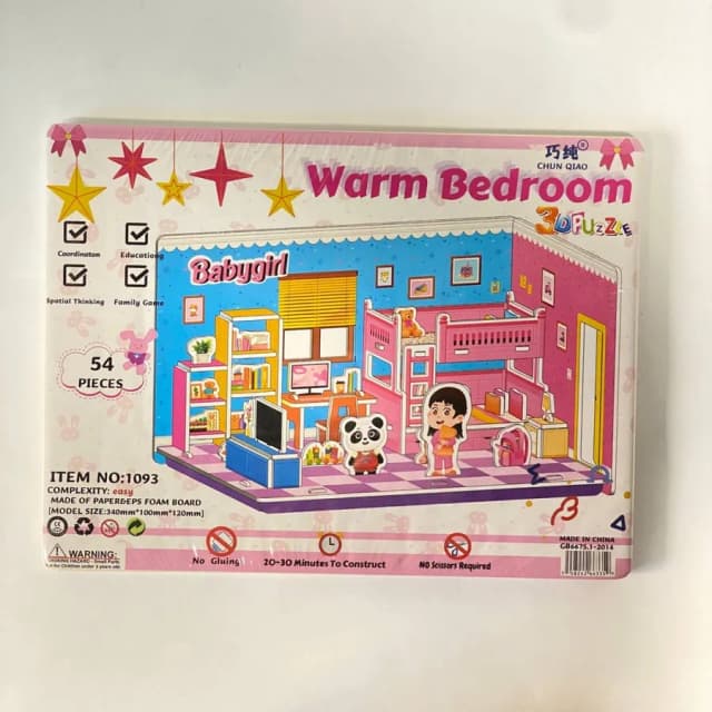 Warm Bedroom 3D Puzzle 1093 Yotoqxona
