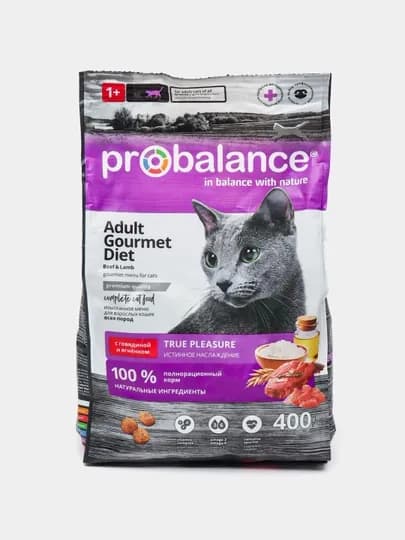 Сухой корм для кошек ProBalance Gourmet Diet с говядиной и ягненком, 400 г — КОРМА-P10BBDA