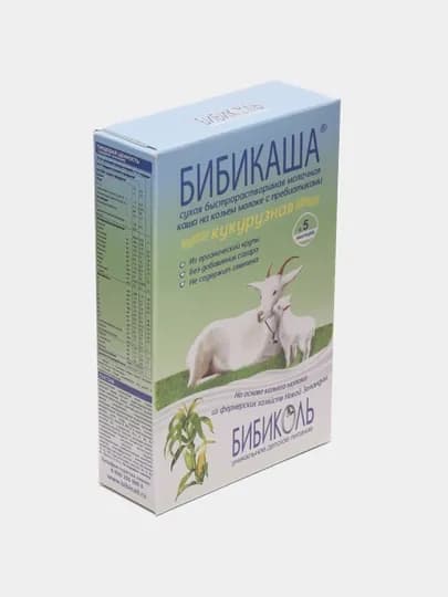 Каша Бибиколь "Бибикаша", на козьем молоке кукурузная с пребиотиками, 5 м+, 200 г