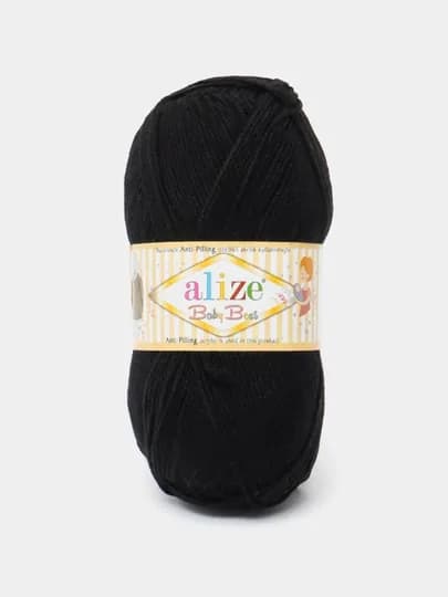Нить для вязания Alize Baby best, 10% бамбук, 90% акрил 100 гр, 240 м — IPLAR-BBEST-ЧЕРН