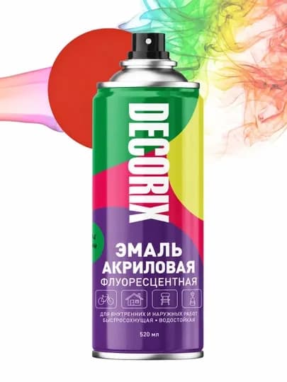 Decorix аэрозольная флуоресцентная эмаль Universal Fluoric, 520 мл — EASTCO-EMALFLOR-КРАСН