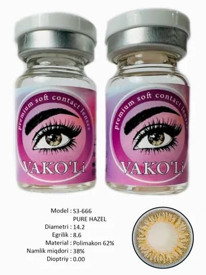 VAKO'Li, Цветные контактные линзы для глаз, 12 месяцев, без диоптрий, для красоты — ЛИНЗЫ-Ж-ЖЕЛТ