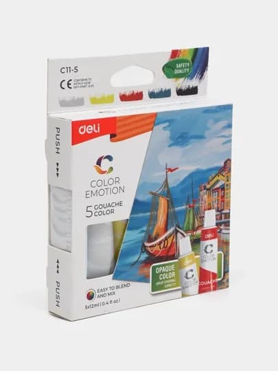 Гуашь Deli EC11-5, 5 цветов