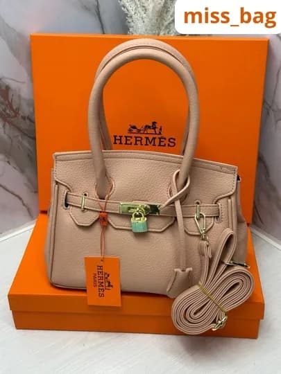 Женская сумка в стиле бренда HERMES (+ коробка и документы) — MISSBAG-HERMES3R-ПУДР-herms25