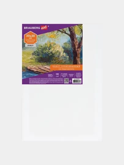 Холст на подрамнике BRAUBERG ART «DEBUT» 20×30 см 280 г/м² 100% хлопок арт. 191641 — B112025-BR139