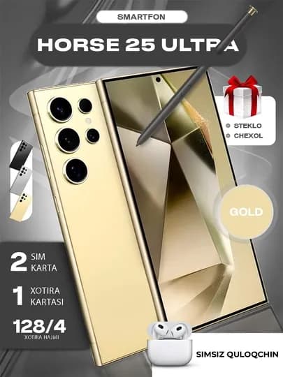 Смартфон M-Horse 25 ultra 8/128 ГБ, 5000 мАч, с ручкой, стиль Samsung S25 ultra, android