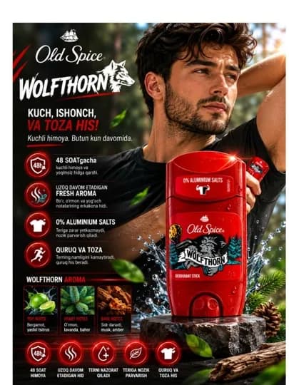 Мужской дезодорант Old Spice не оставляет следов на одежде, обладает приятным ароматом
