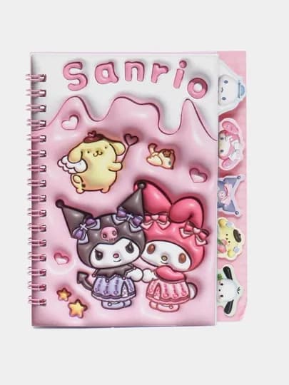 Блокнот с наклейками Kuromi Sanrio, стикербук, размер 16 * 12 см — ASAS-BLOKKUR-РОЗОВ-CINAMOR