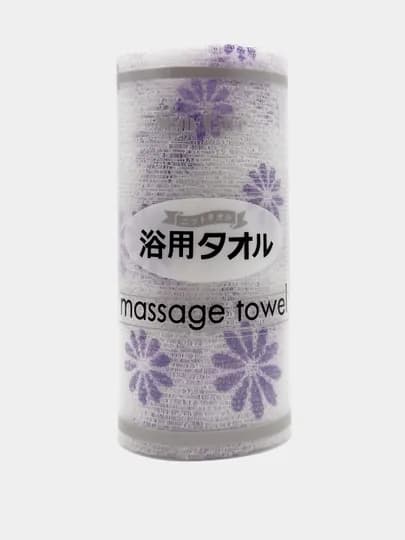 Корейская массажная мочалка, полотенце для тела Skin Care Deluxe Massage Towel, цветочная — MAKLIN-MOCHSVE-ПУРПУР