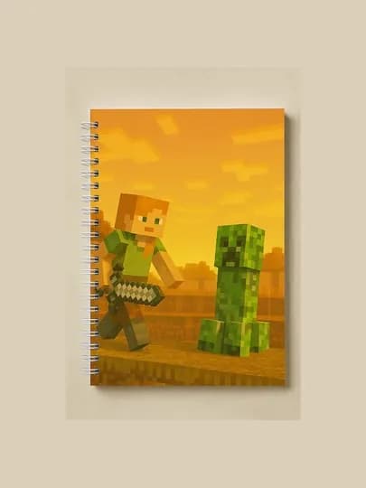 Блокнот Майнкрафт, Minecraft, А5, 40 страниц, на пружинке, тетрадь, геймерский, школьный. — ТОЧКА-ИАЙН-КОРИЧН-точка