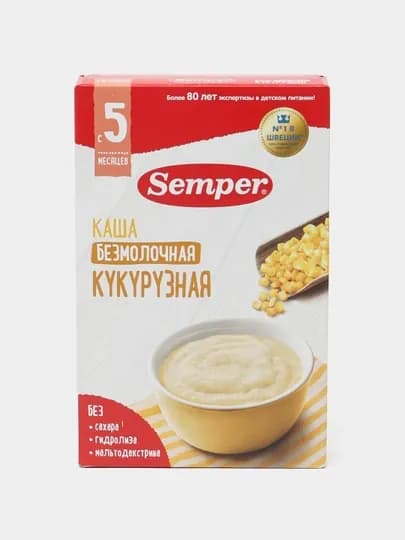 Semper каша кукурузная, безмолочная без сахара, для первого прикорма, с 5 месяцев, 180 г