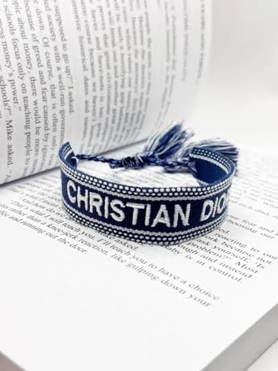 Плетёный тканевый браслет CHRISTIAN DIOR с надписью, регулируемый, унисекс, ручная работа