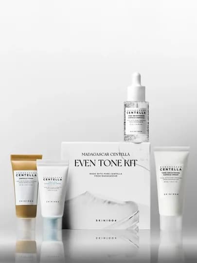 Набор SKIN1004 Madagascar Centella Poremizing, Tea-Trica, Even Tone, Travel Kit, Double — COSMETY-SKINTRAVEL-СЕРЫЙ