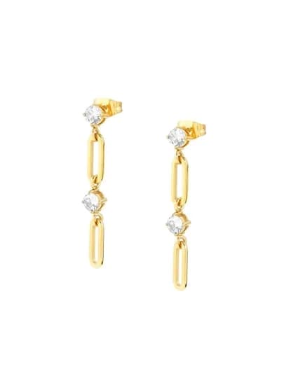 Nm 029404/012 cерьги CHAINSOFSTYLE подвески, цепь, длина 3.5 см, сталь, цирконы