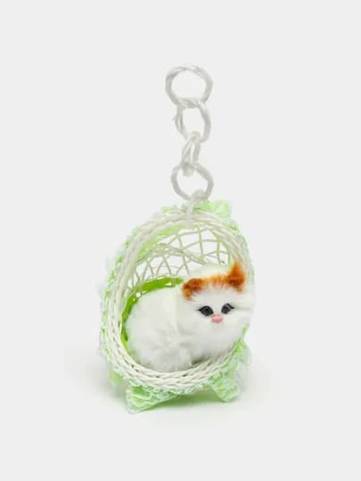 Kачеля игрушка, кукла Кот в корзине, со звуками мяуканья — MKIDS7-CATKACH-САЛАТ
