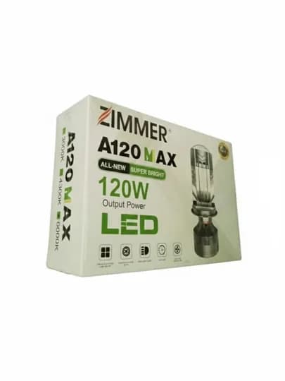 Светодиодные LED лампы Zimmer A120 MAX H4: 120W, 6000K, сверхъяркие с четкой СТГ
