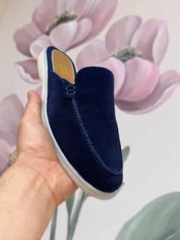 Мужские макасины в стиле Loro Piana, открытая пятка, летняя модель — ABUS-LOROPIONA235-СИНИЙ-40