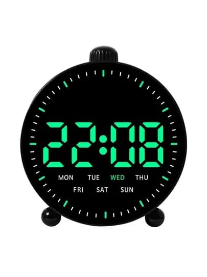 Современные, многофункциональные LED настольные часы с 2 сигналами, большой LED дисплей — MYGIFTY-B2LED-ЧЕРН