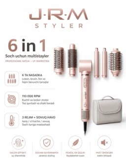 Фен для волос Airwrap JRM styler, 6 в 1, воздушная укладка и автоматическая плойка