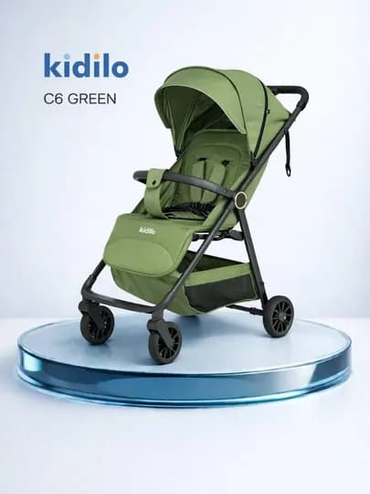 Детская коляска kidilo C6 (0-22 кг), легкая и складная коляска — BABY01-C6KIDILO-ЗЕЛЕН-C6