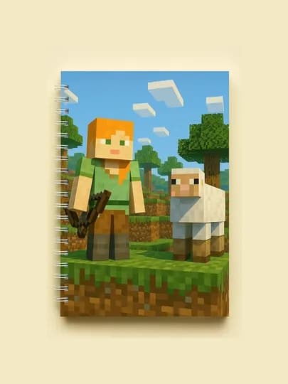 Блокнот Майнкрафт, Minecraft, А5, 40 страниц, на пружинке, тетрадь, геймерский, школьный. — ТОЧКА-ИАЙН-АЛЫЙ-точка