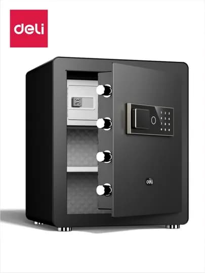 Сейф ET571 Deli 450*380*320 мм. Электронный ключ + цифровой ключ, черный, 23 кг — DFDELI-ET571