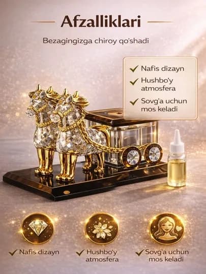 Ароматизатор для авто, кристальная фигурка лошади, декор салона и дома — BESTDAY-OTFIGURA-ЗОЛОТ