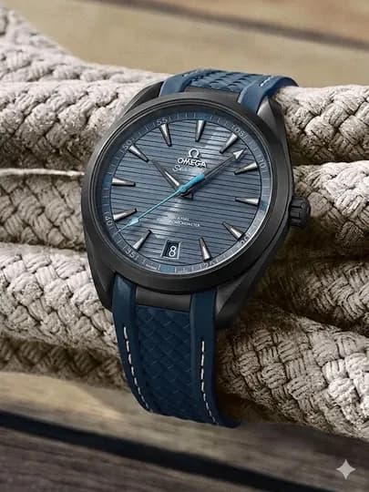 Мужские наручные часы Omega, новая модель с силиконовым ремешком, в подарочной коробке — IWATCHE-35W0446-ТЕМНСИН