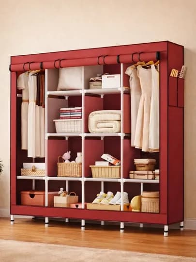 Складной шкаф органайзер, тканевый, для вещей и обуви, 130 x 45 x 170 см — HOME21-SKU-АЛЫЙ