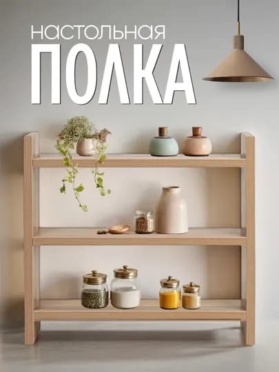 Полка настольная, трёхуровневый органайзер для кухни, косметики и мелочей — MAGVIK-DDPOLKA-БЕЖЕВ