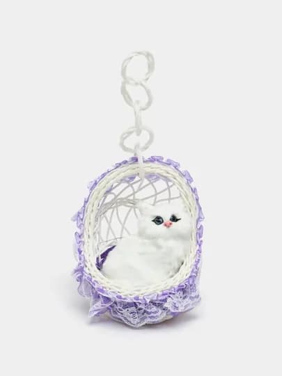 Kачеля игрушка, кукла Кот в корзине, со звуками мяуканья — MKIDS7-CATKACH-ПУРПУР