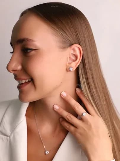 Комплект украшений, цепочка, браслет, кольцо и серьги, бижутерия — UZMLIVE-ВАНКЛИФ-СЕРЕБРН