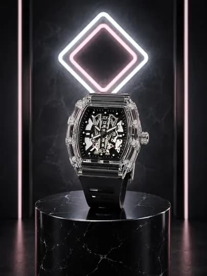 Мужские наручные часы Richard Mille, легкие, кварцевый механизм с индикатором даты — VAQTWAT-45VW001-ШОКОЛ