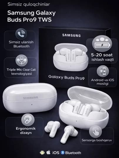 Беспроводные наушники Samsung Galaxy Buds Pro9 TWS, Bluetooth, ANC шумоподавление — STAR25-BUDSPRO925-БЕЛЫЙ