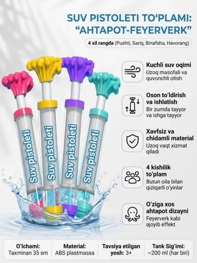 Водяной пистолет, водяной насос — UZUMLY-BLASTER-ГОЛУБ